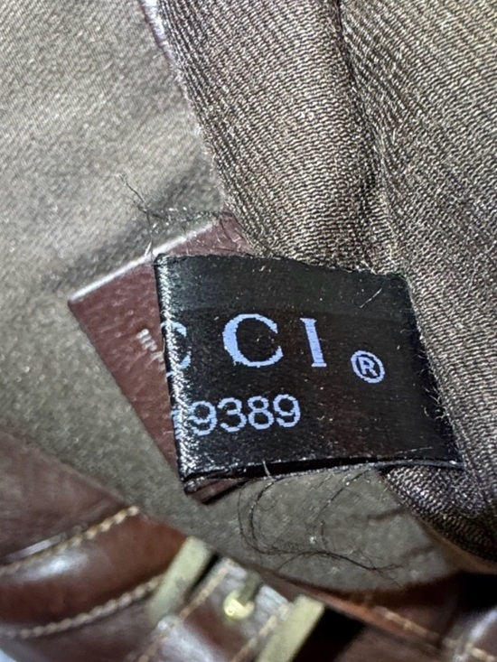 Gucci Dark Brown Leather shoulder bag with Green-Red Web and Gold GG - Picture 9 of 11